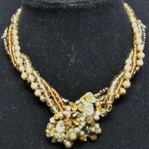 ORIGINAL BY ROBERT 1940'S AMBER PEARLS NECKLACE